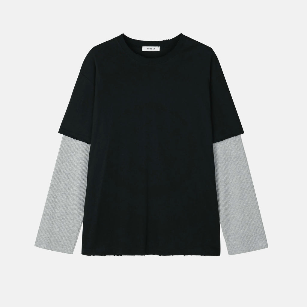 Waffle Sleeve Layered T-shirt
