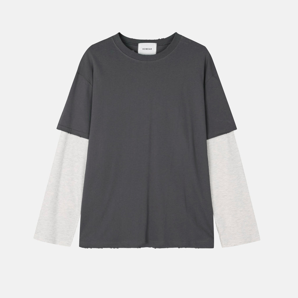 Waffle Sleeve Layered T-shirt