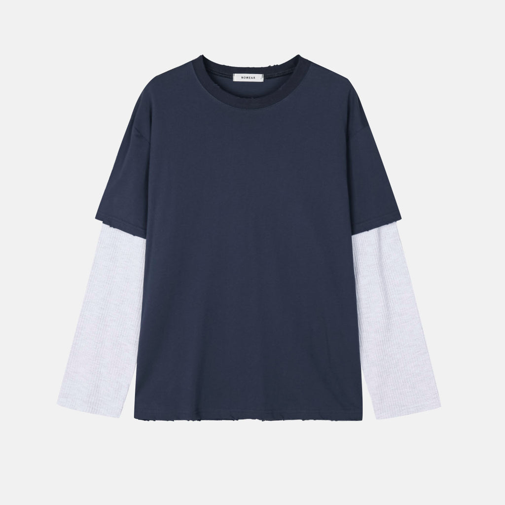 Waffle Sleeve Layered T-shirt